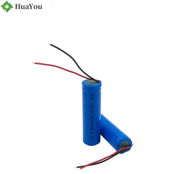 China Best Performance For Flashlight LiFePO4 Battery HY 14500 500mAh 3.2V  Lithium Iron Phosphate Cylindrical Battery