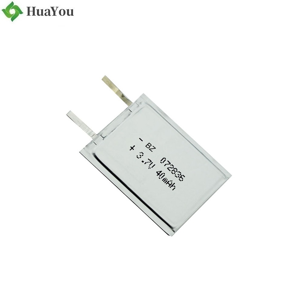 Lithium Battery Manufacturer OEM HY 072836 3.7V 40mAh Rechargeable Super-thin Battery