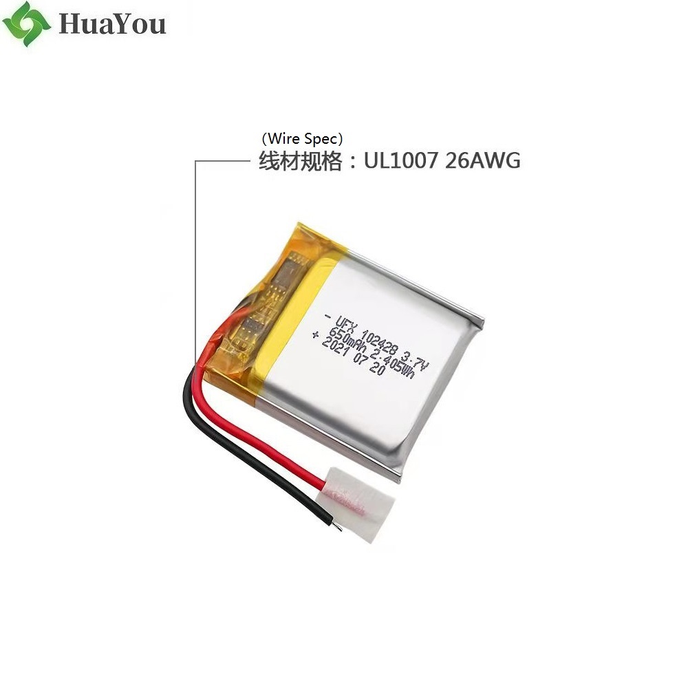 102428 650mAh 3.7V Li-po Battery