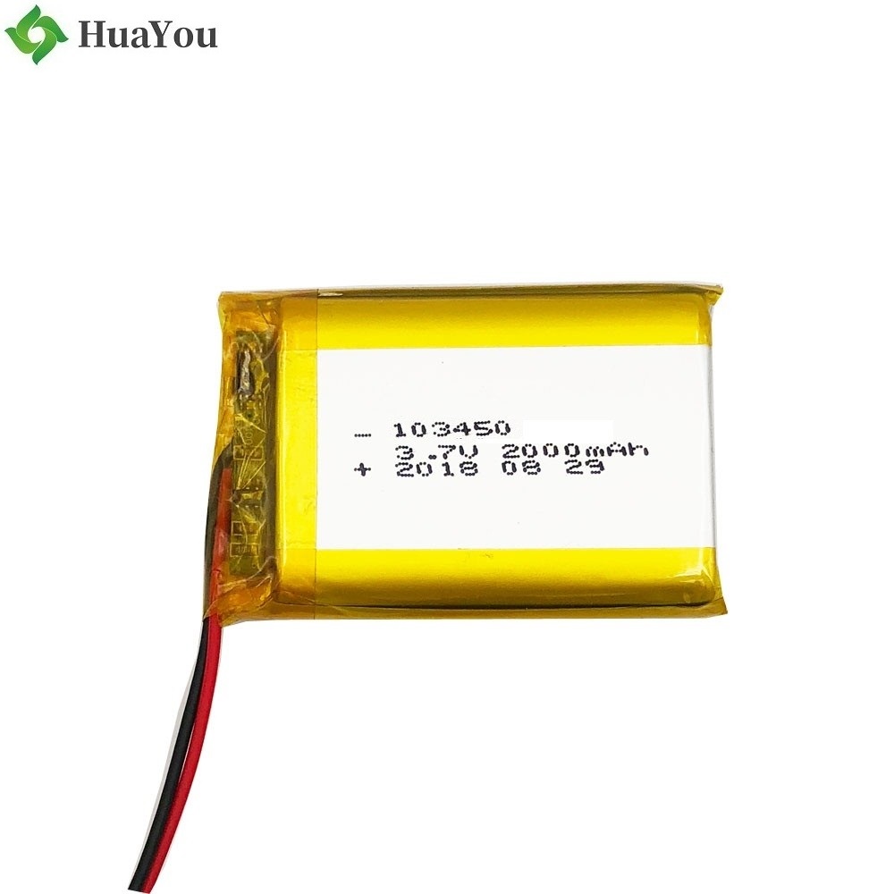 103450 2000mah 3.7V Lipo Battery