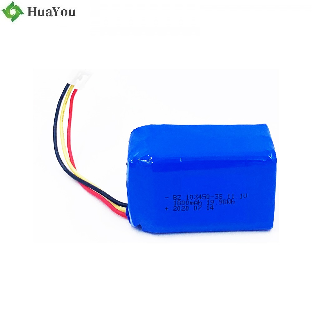 103450-3S 1800maAh 11.1V Rechargeable LiPo Battery