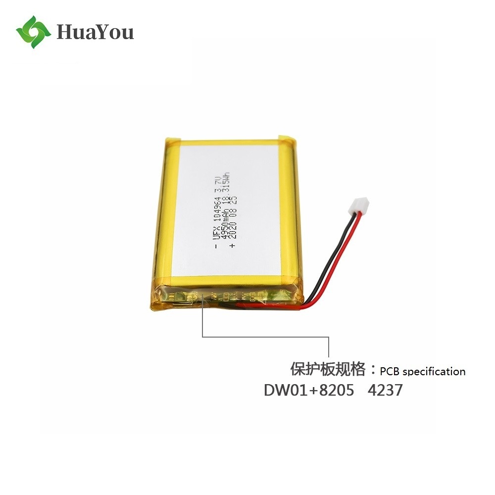 104964 4950mAh 3.7V Li-polymer Battery