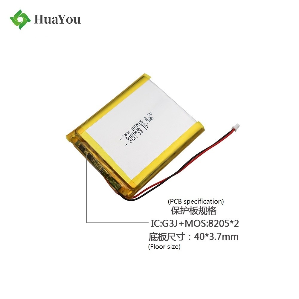 105565 3.7V 5000mAh Lithium Polymer Battery