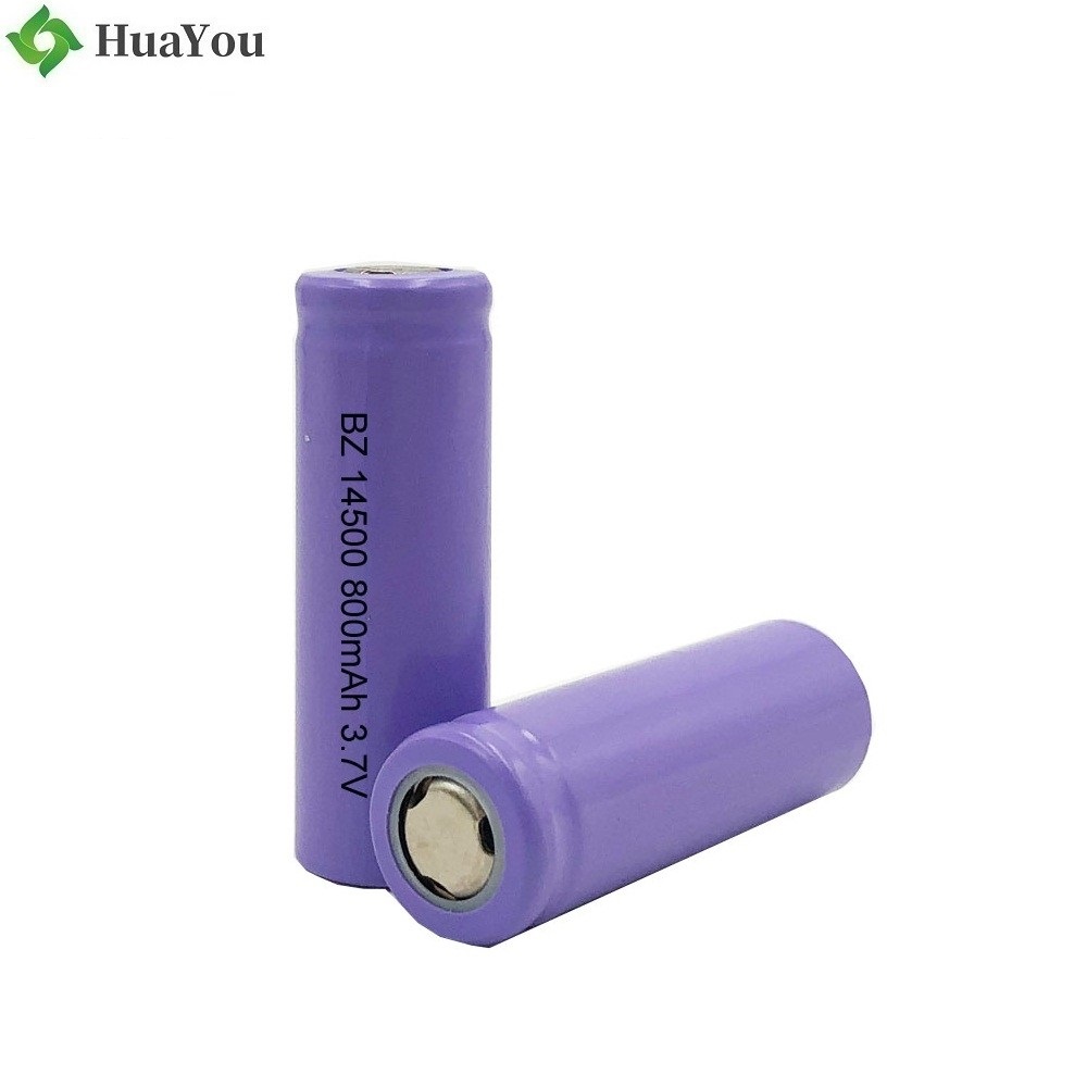 Customized Hot Selling Cylindrical Battery HY 14500 800mAh 3.7V Rechargeable Li-ion Battery