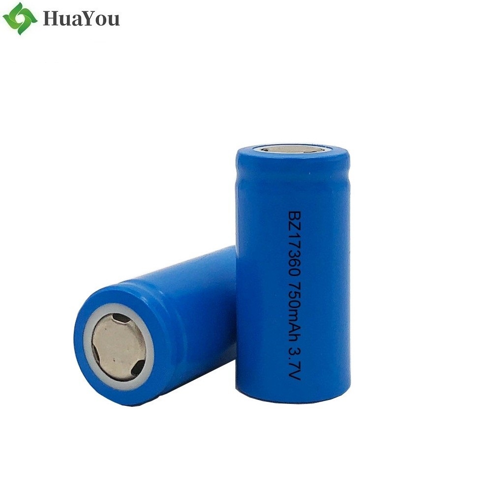 Customized 17360 750mAh 3.7V Rechargeable Li-ion Battery