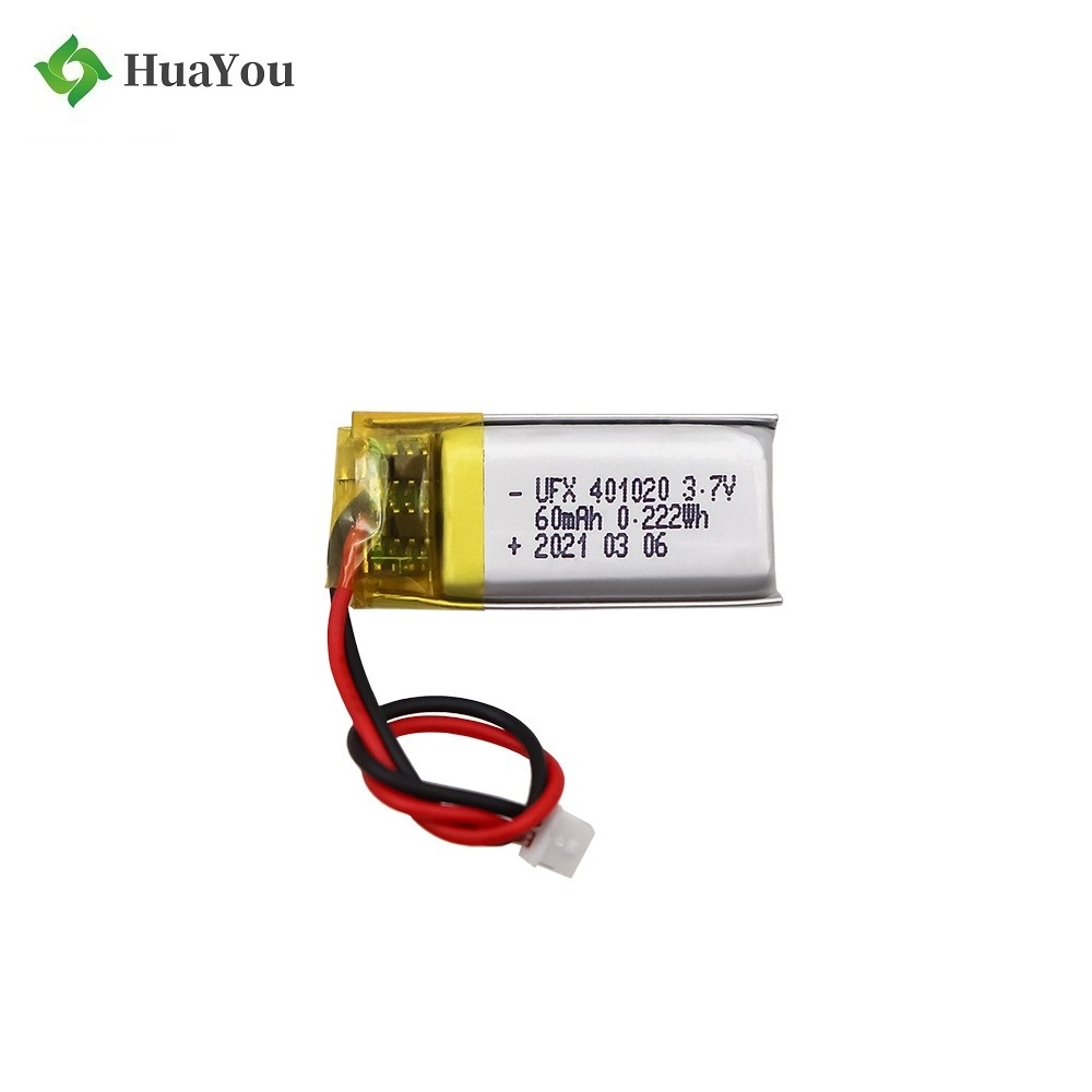 401020 3.7V 60mAh Lithium Polymer Battery