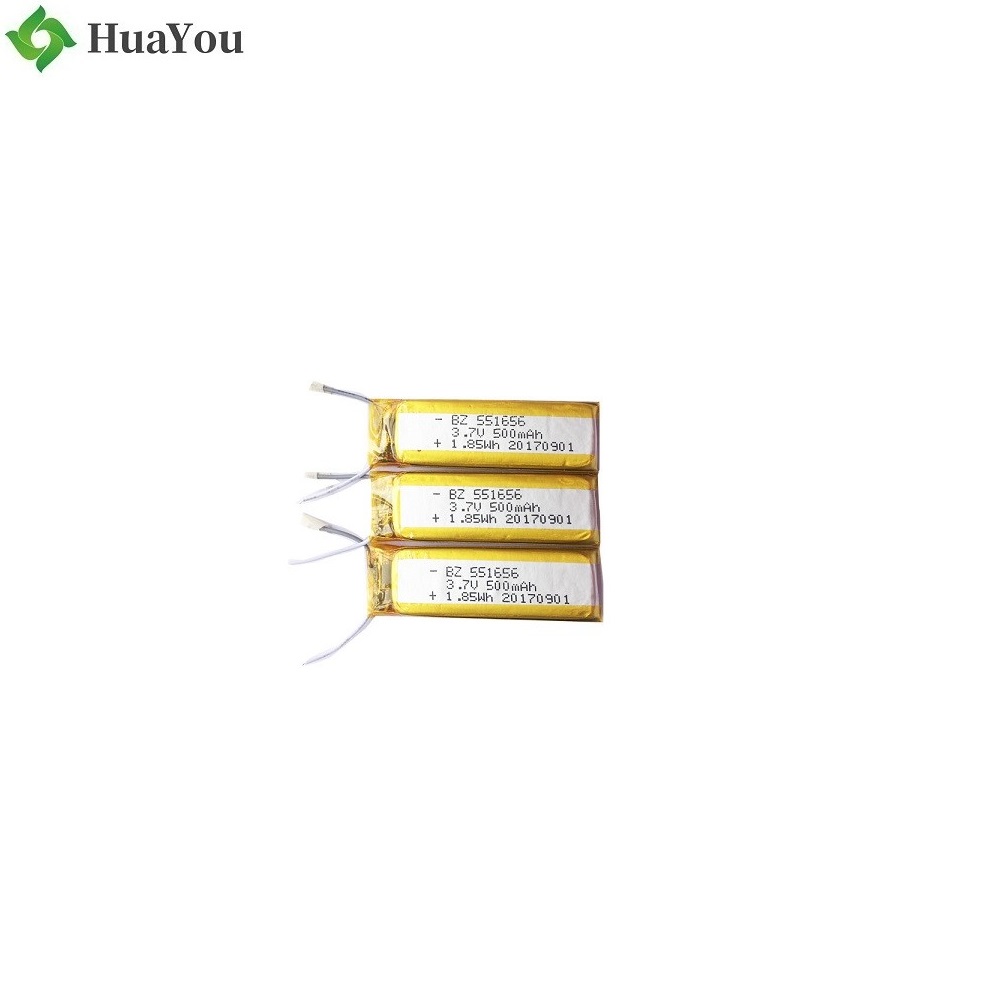 551656 500mAh 3.7V Li-Polymer Battery