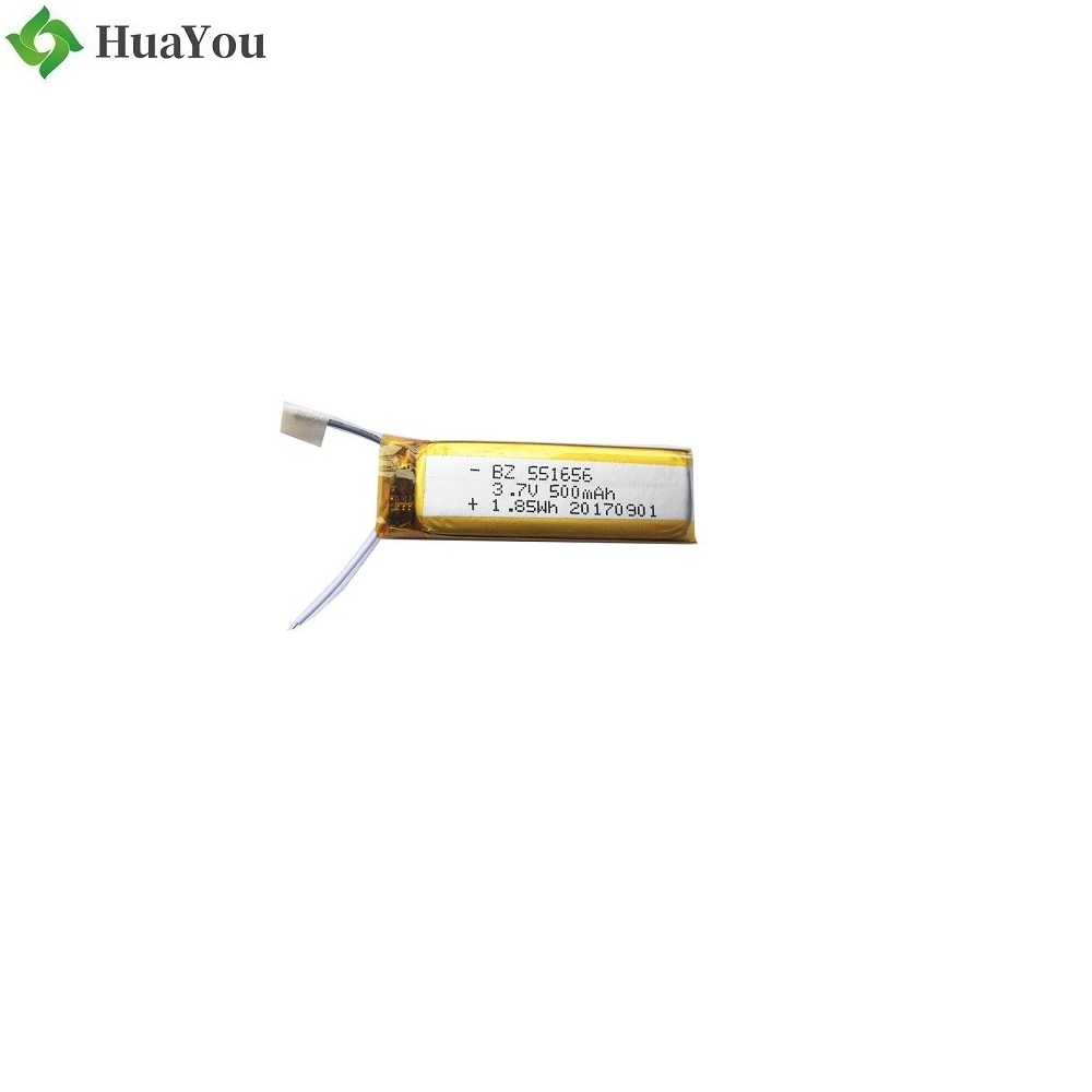 551656 500mAh 3.7V Li-Polymer Battery