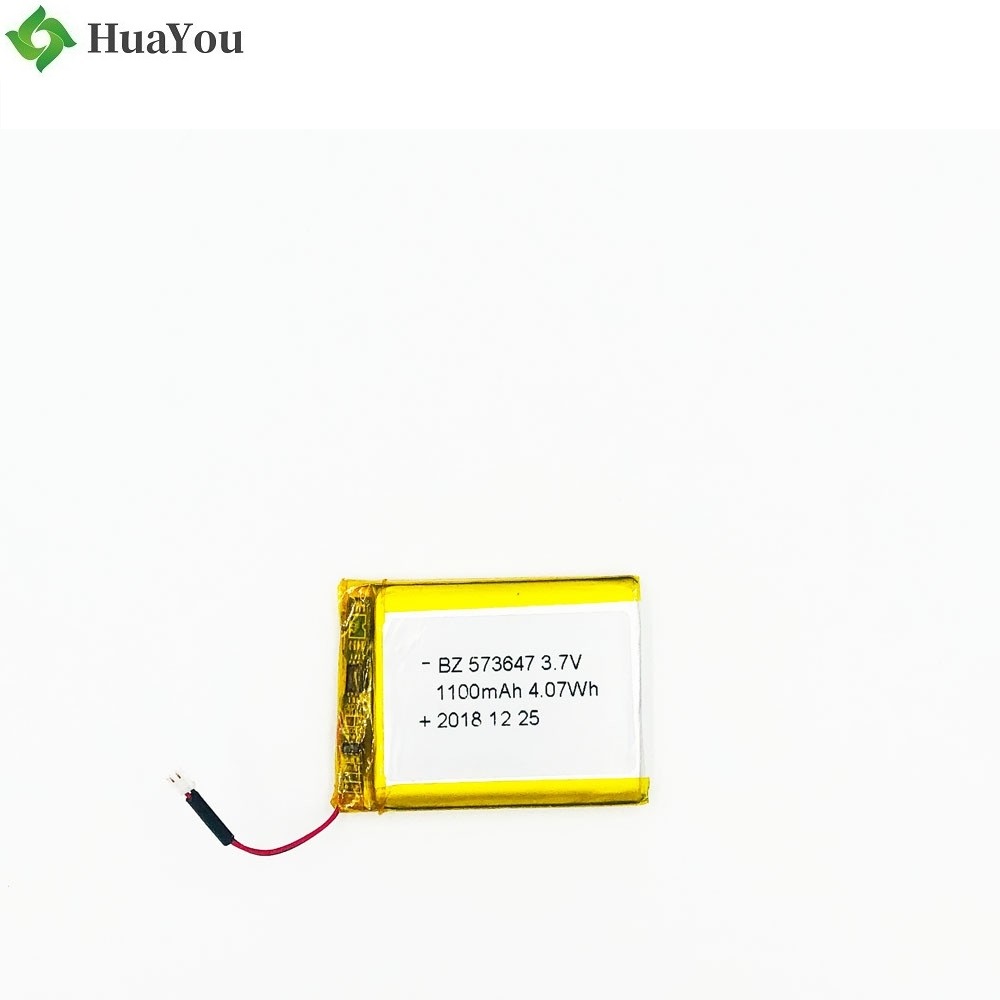 573647 1100mAh 3.7V Li-ion Battery with UN38.3 Certificate