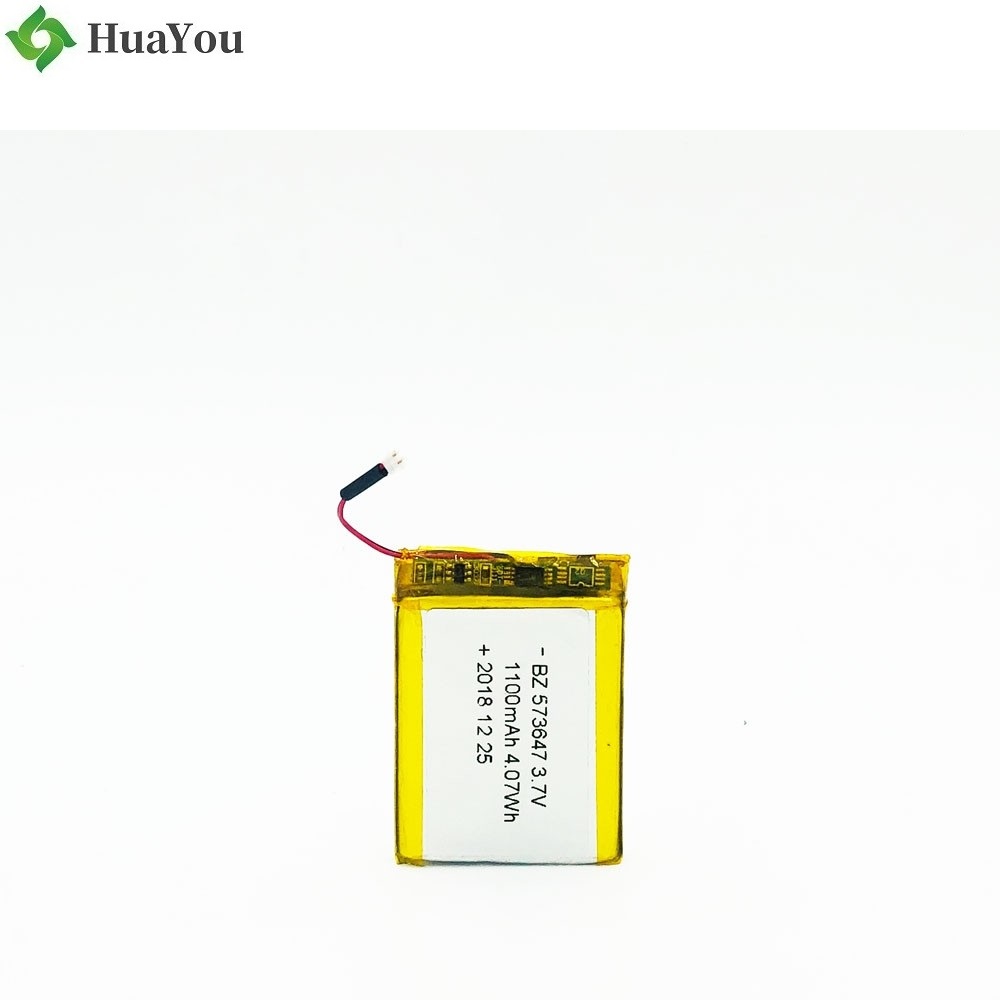 573647 1100mAh 3.7V Li-ion Battery with UN38.3 Certificate