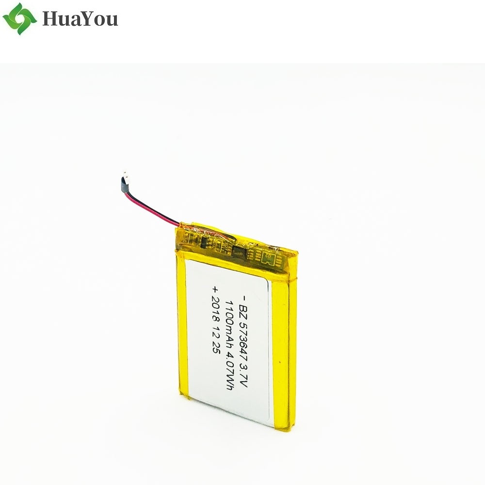 573647 1100mAh 3.7V Li-ion Battery with UN38.3 Certificate