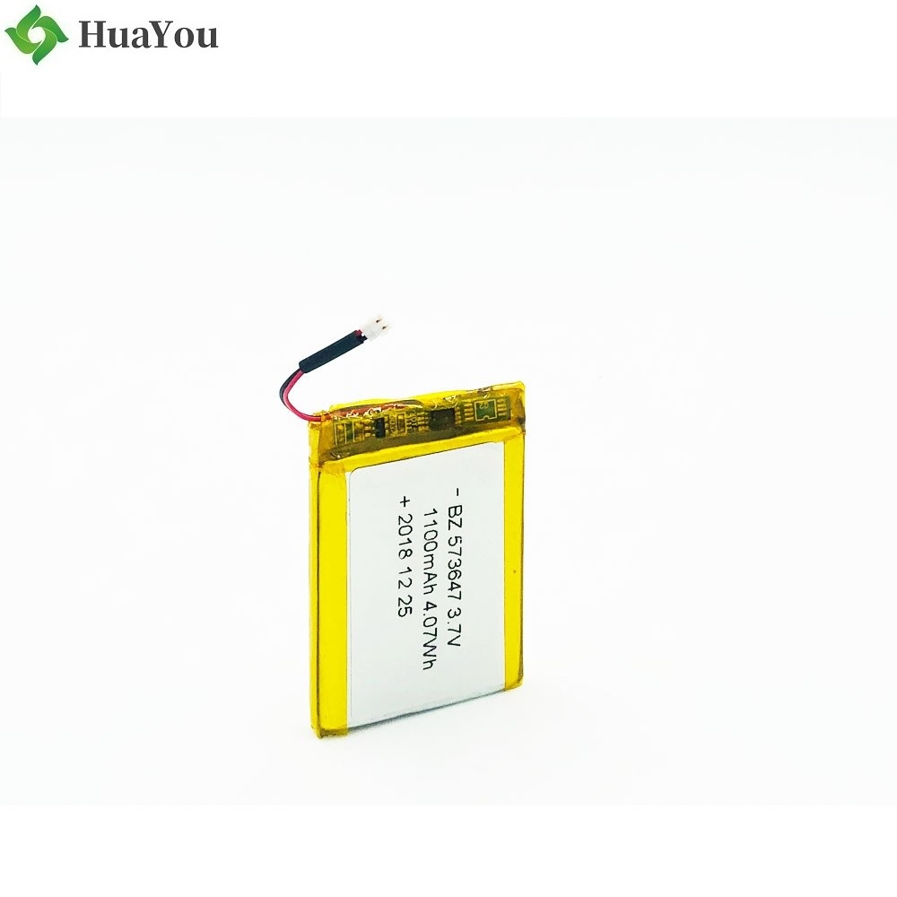 573647 1100mAh 3.7V Li-ion Battery with UN38.3 Certificate