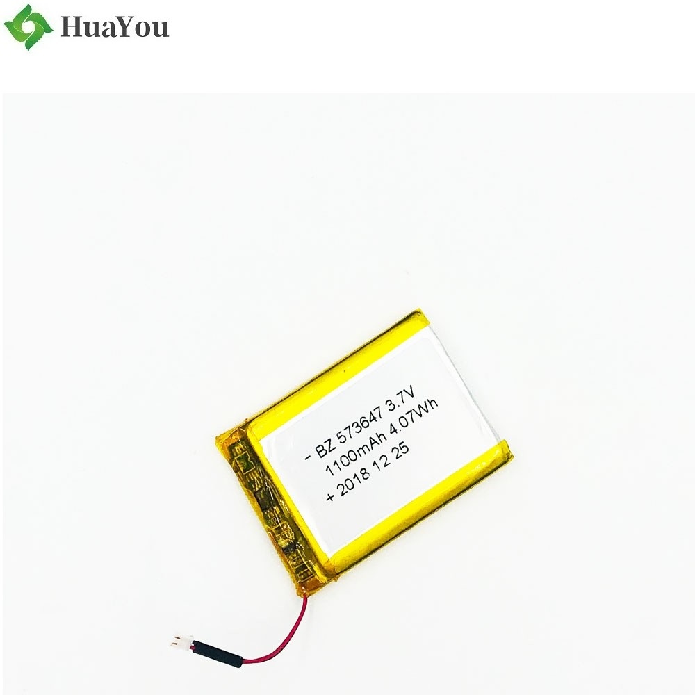 573647 1100mAh 3.7V Li-ion Battery with UN38.3 Certificate