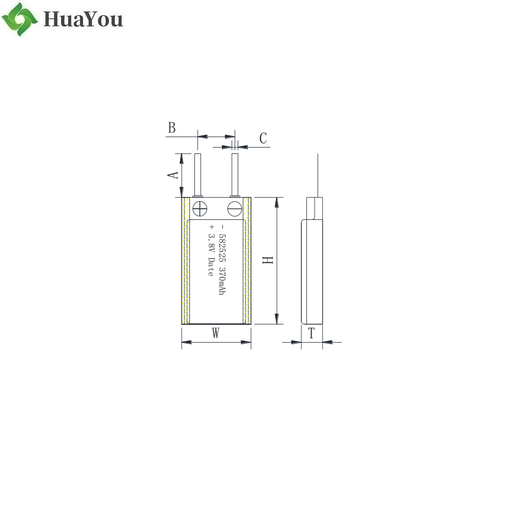 Customize High Voltage Battery 370mAh 3.8V