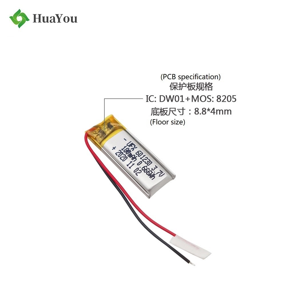 601230 180mAh 3.7V Lithium Polymer Battery