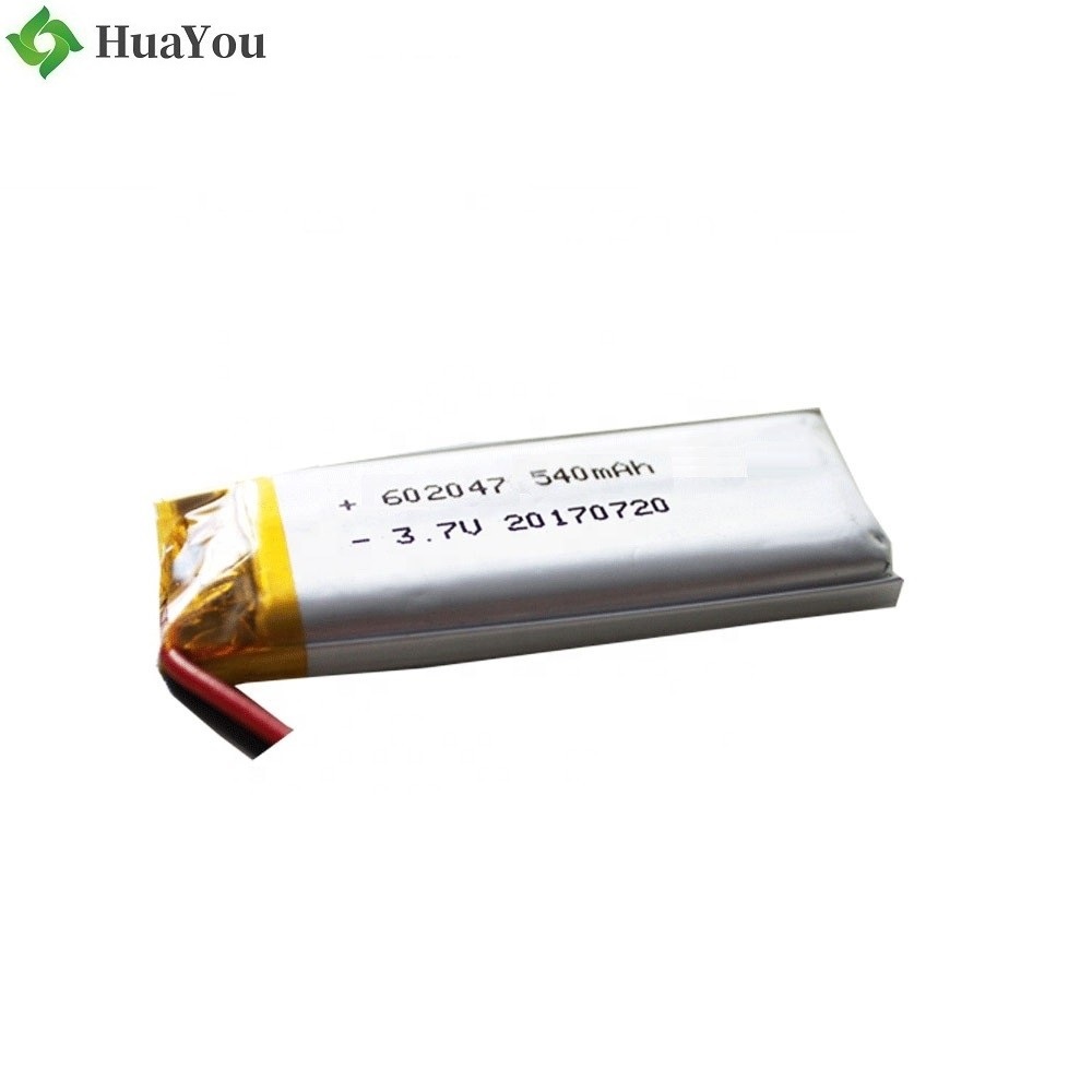 602047 3.7V 540mAh Li-ion Battery with PCB