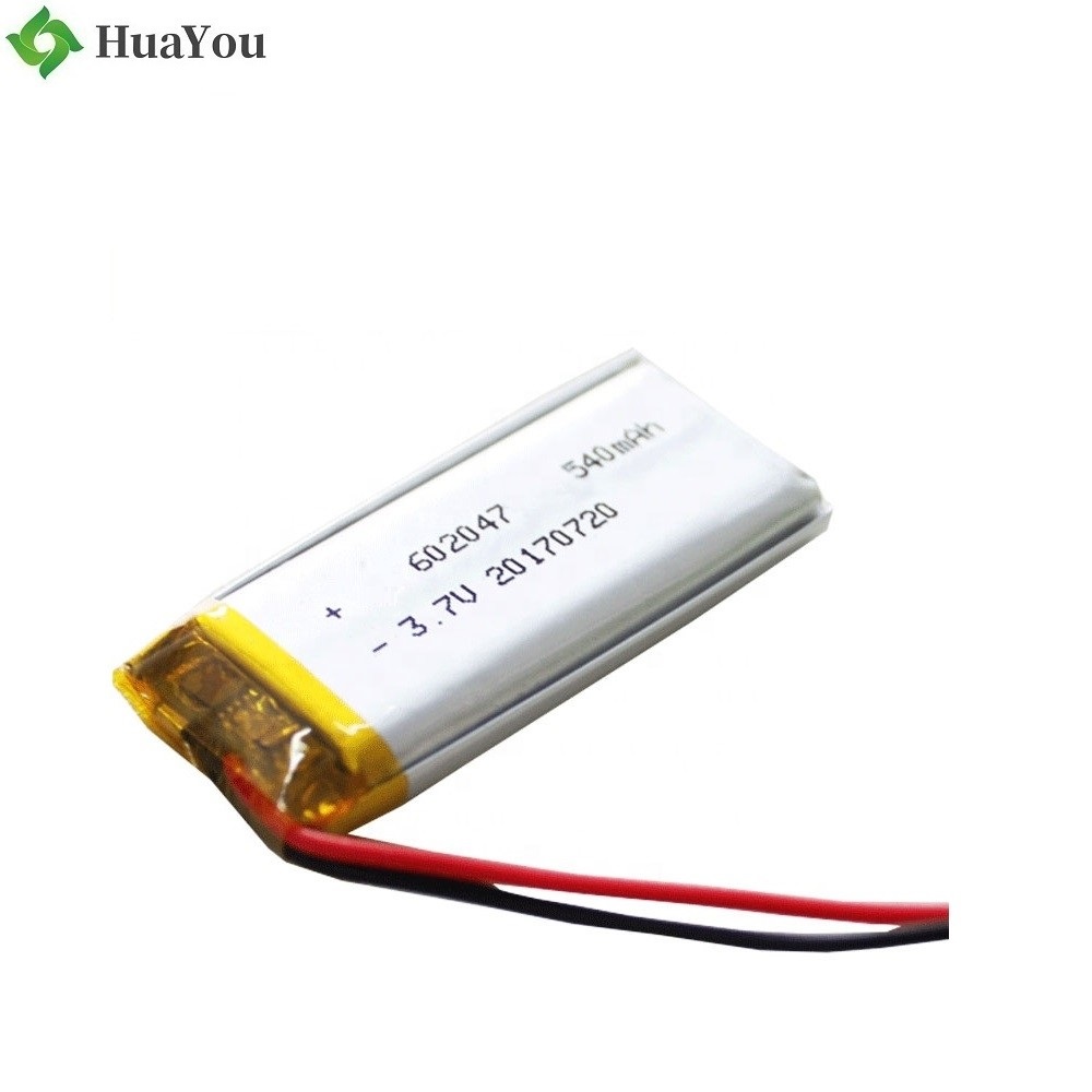 602047 3.7V 540mAh Li-ion Battery with PCB