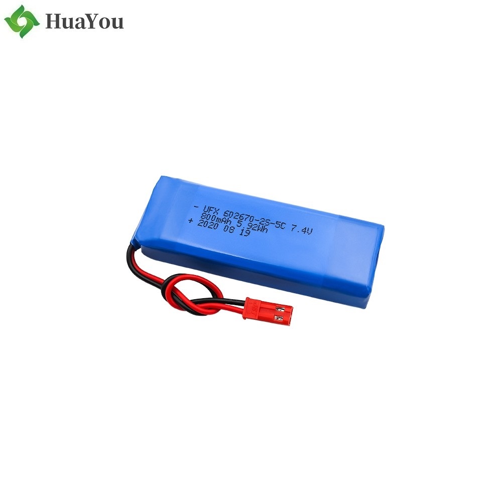 602670-2S 800mAh 7.4V 5C Li-polymer Battery