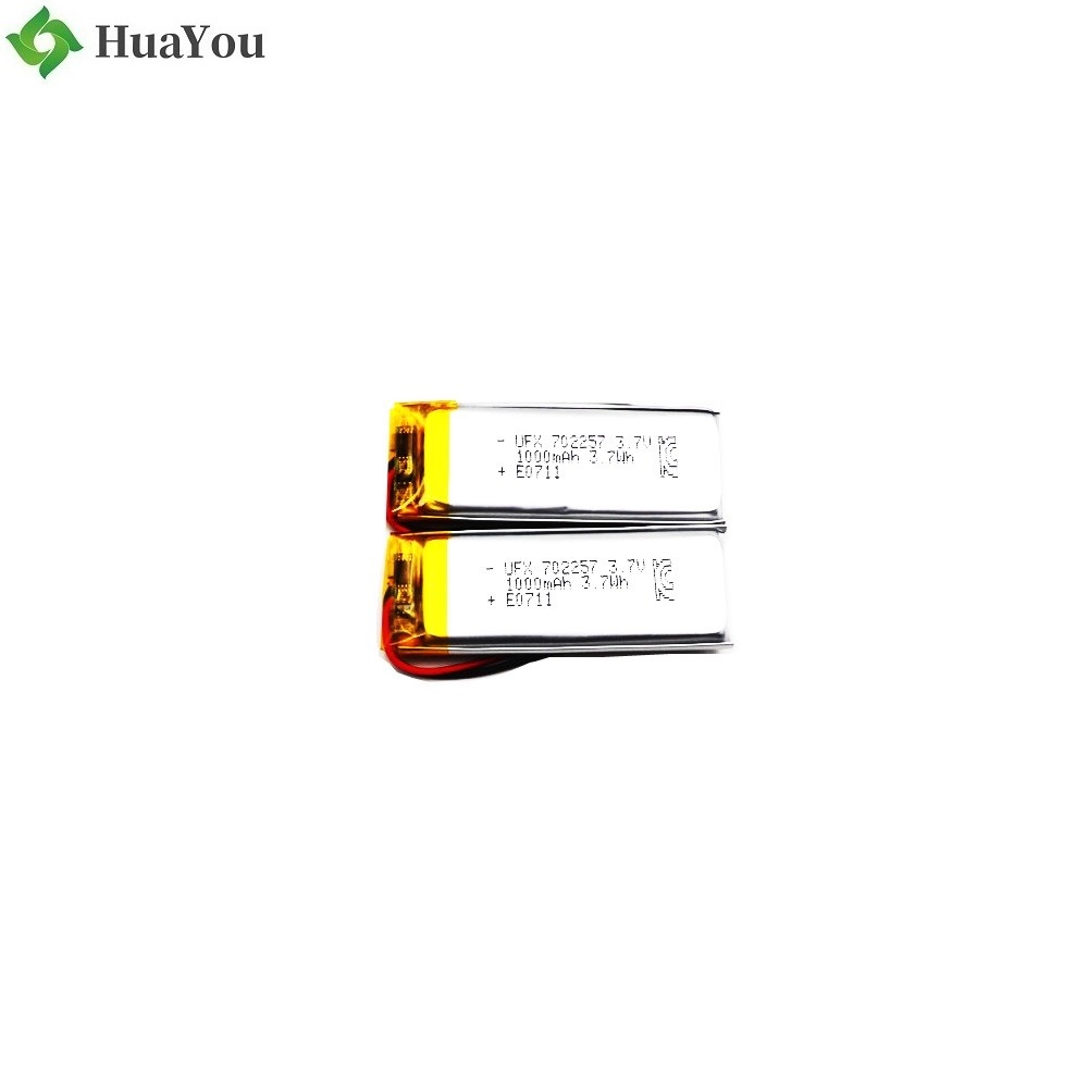 702257 1000mAh 3.7V Li Polymer Battery With MSDS And KC Certification