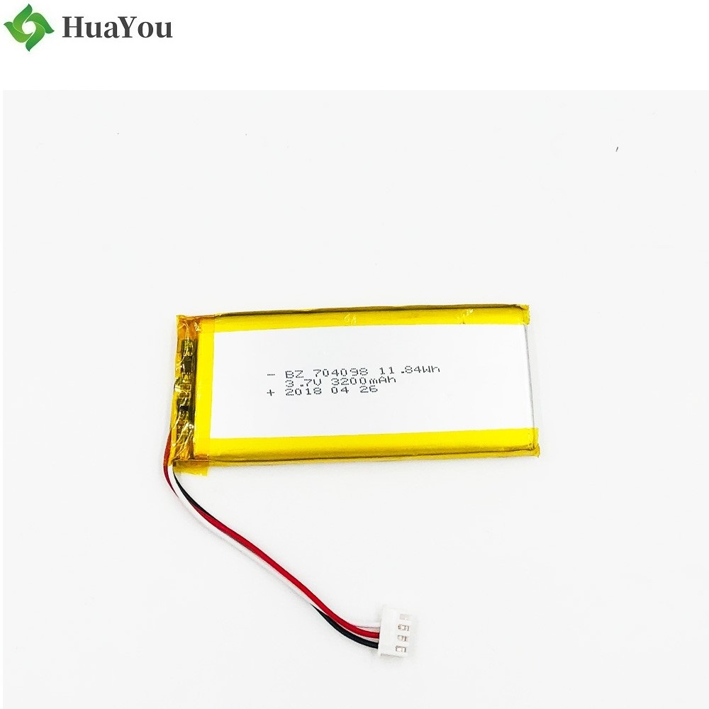 704098 3200mAh 3.7V Polymer Li-ion Battery