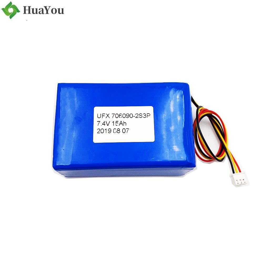 706090-2S3P 15000mAh 7.4V Li-Polymer Battery With Wire and Plug