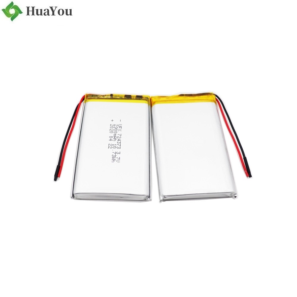 724373 2900mAh 3.7V Lithium Polymer Battery