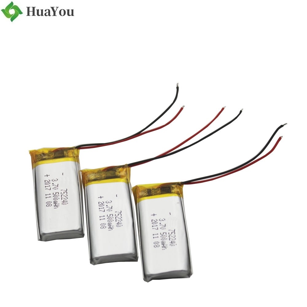 752240 500mAh 3.7V Rechargeable Lipo Battery