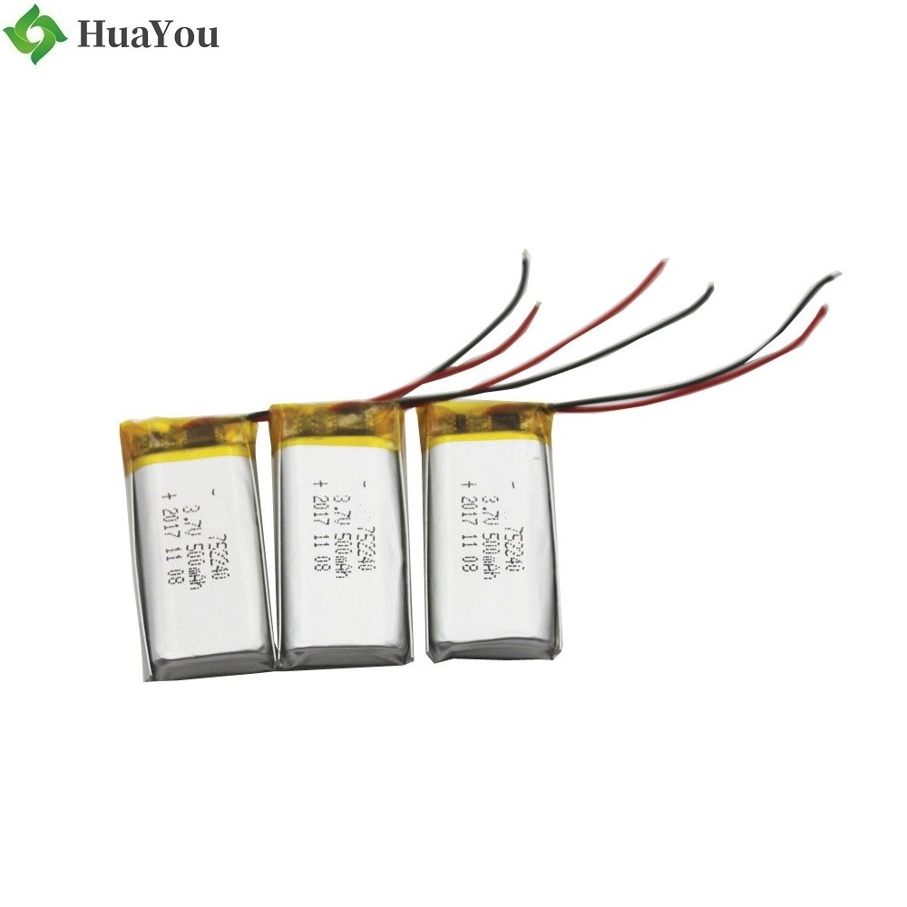 752240 500mAh 3.7V Rechargeable Lipo Battery