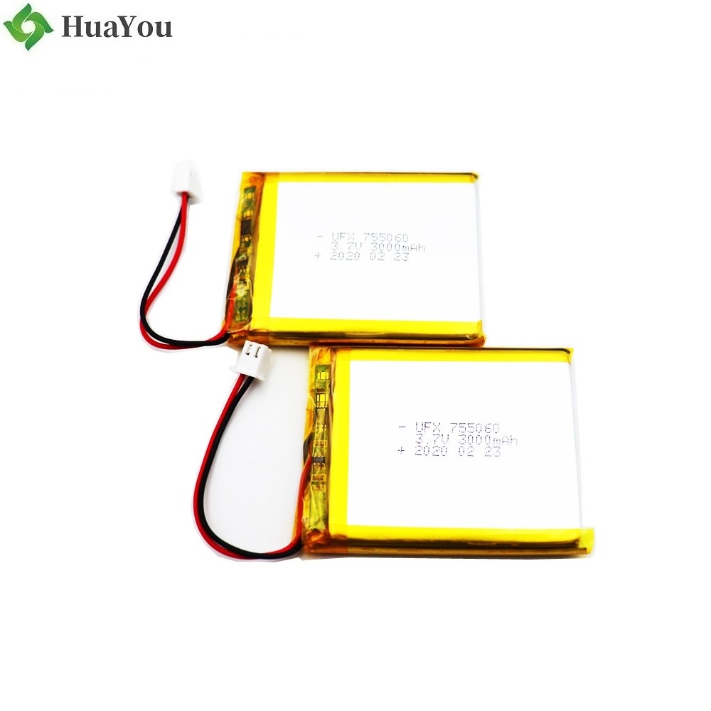 755060 3000mAh 3.7V Rechargeable Li-Polymer Battery