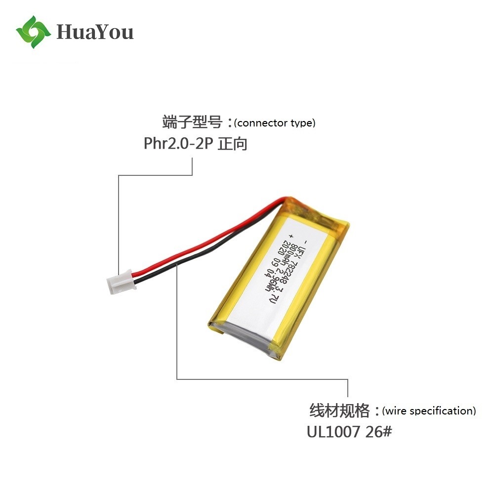 782248 800mAh 3.7V Lithium Polymer Battery