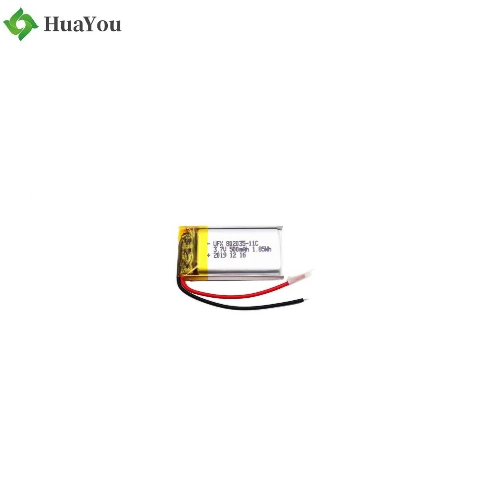 802035-11C 500mAh 3.7V Li-Polymer Battery