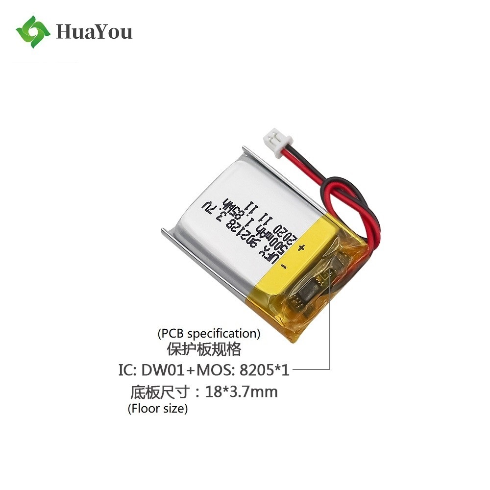 902128 500mAh 3.7V Lithium Polymer Battery