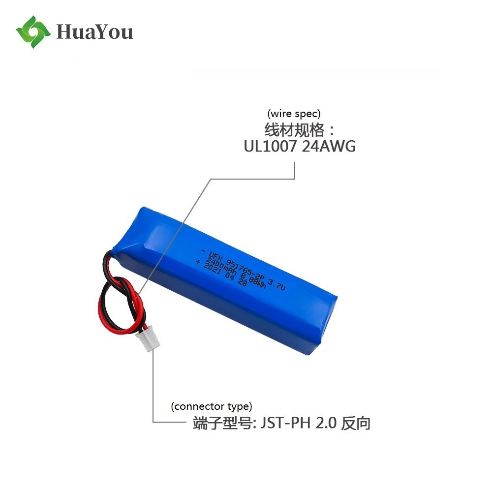 951765-2P 2400mAh 3.7V Li-ion Polymer Battery