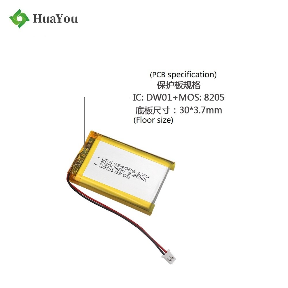 954058 2500mAh 3.7V Lithium Polymer Battery