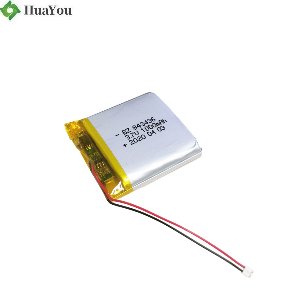 843436 3.7V 1000mAh Li-ion Polymer Battery