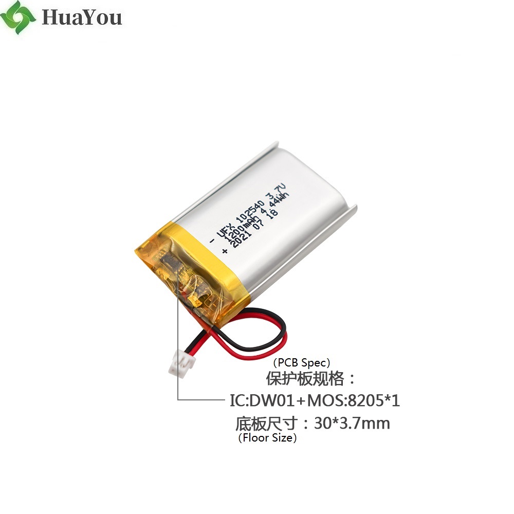 102540 1200mAh 3.7V Li-po Batteries