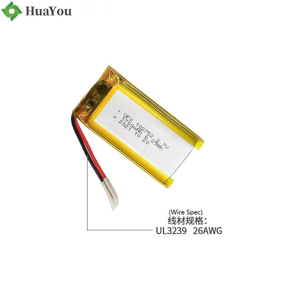 102752 3.7V 1700mAh Rechargeable Li-po Battery