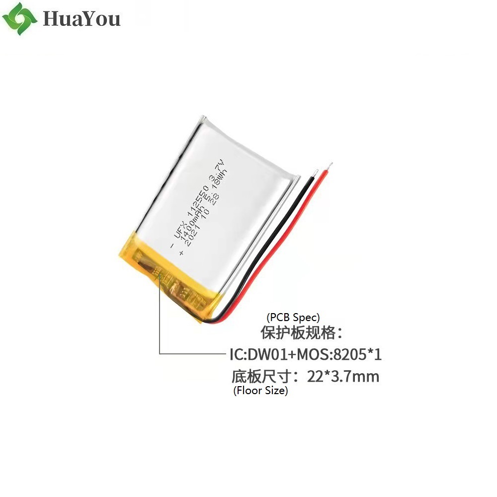 112550 3.7V 1400mAh Li-ion Polymer Battery