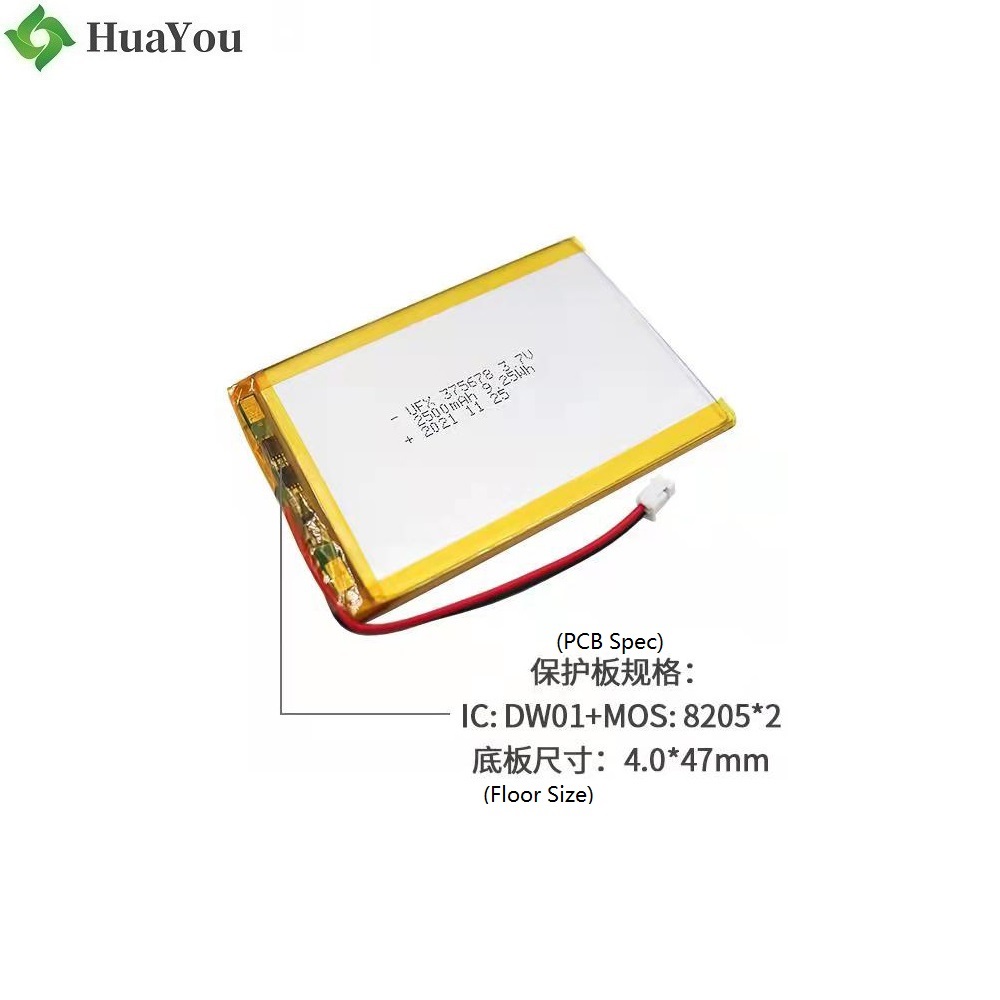 375678 3.7V 2500mAh Rechargeable Battery