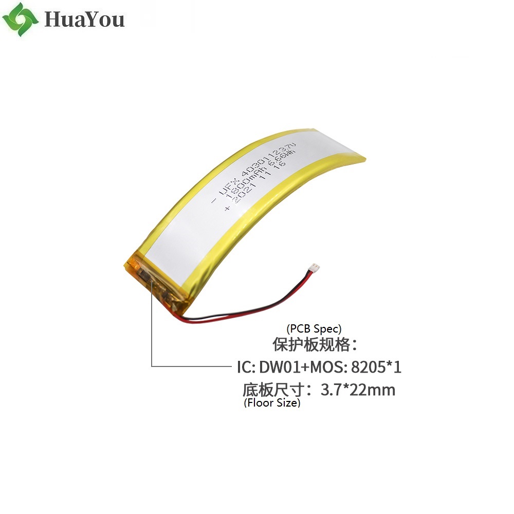 4030112 3.7V 1800mAh Curved Li-ion Polymer Battery