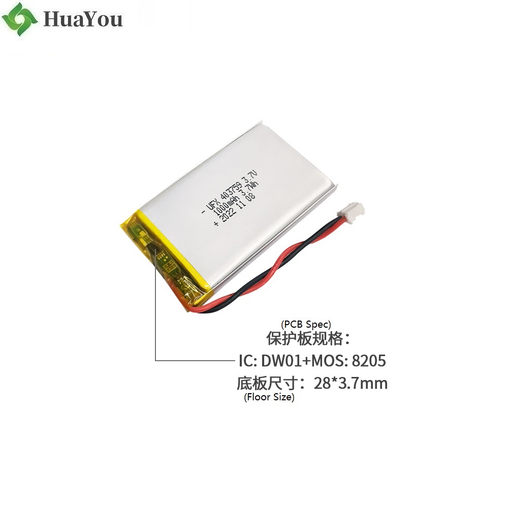 403759 3.7V 1000mAh Li-polymer Battery