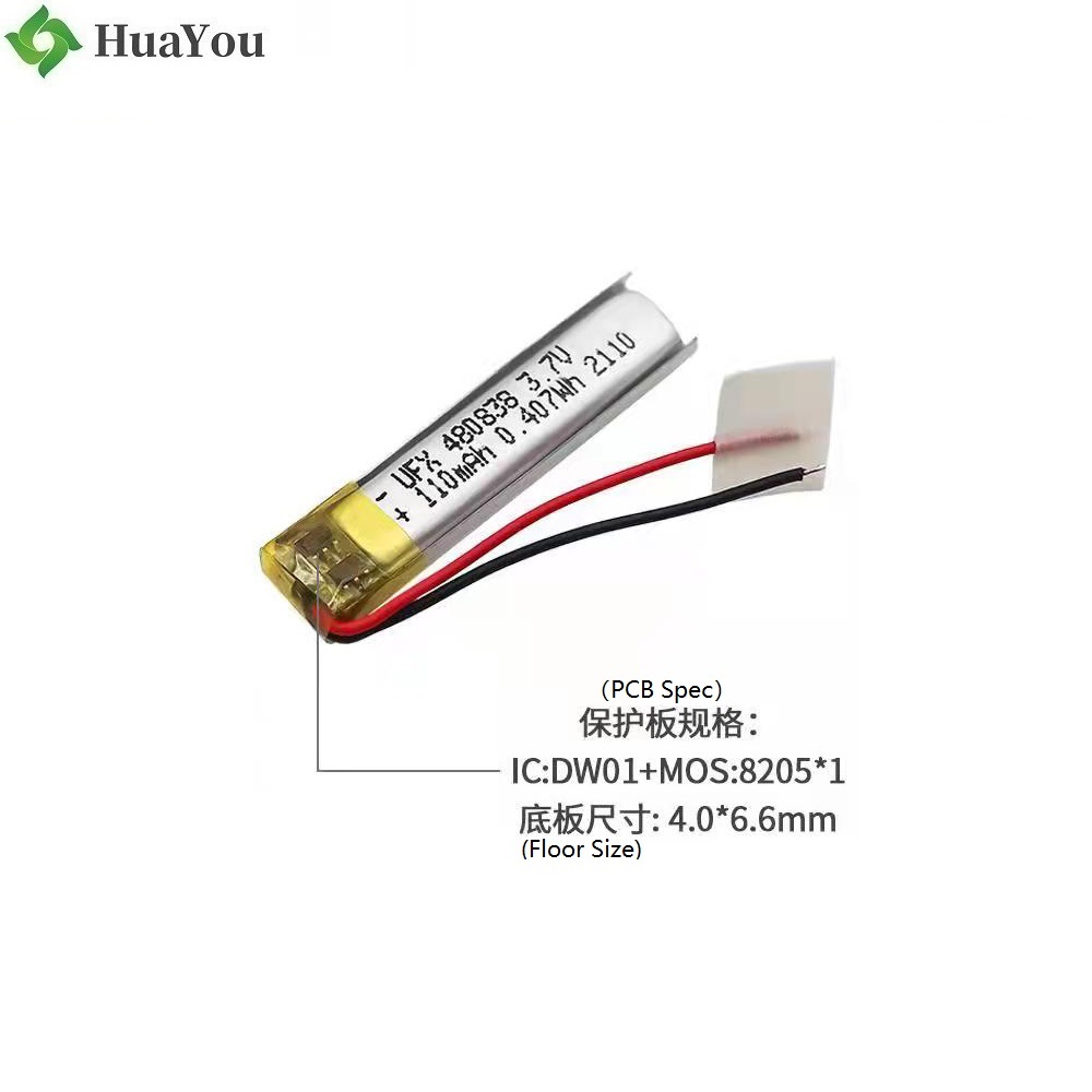 480838 3.7V 110mAh Lipo Battery