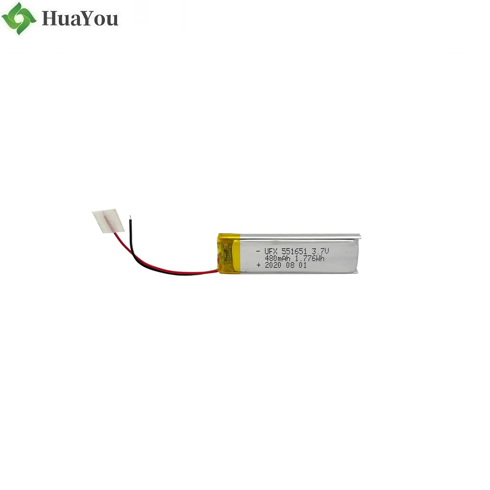 551651 3.7V 480mAh Li-polymer Battery