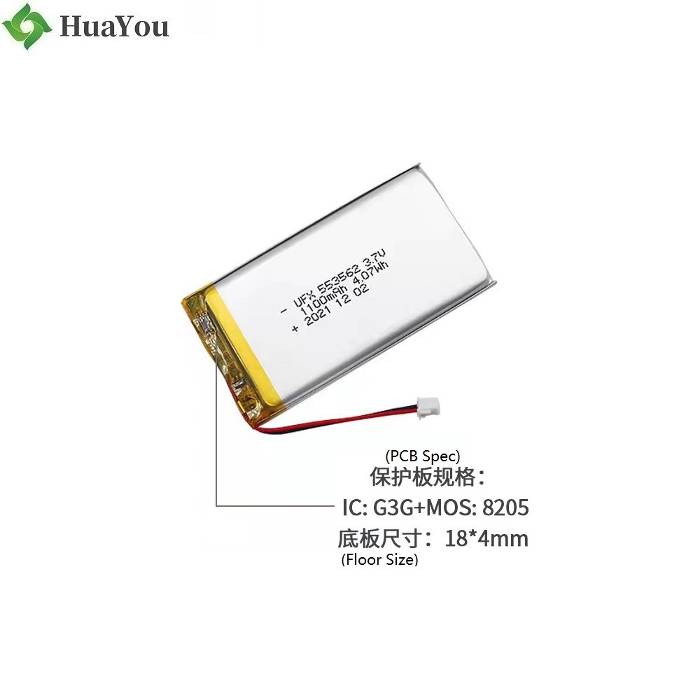 553562 3.7V 1100mAh Rechargeable Lithium-ion Battery