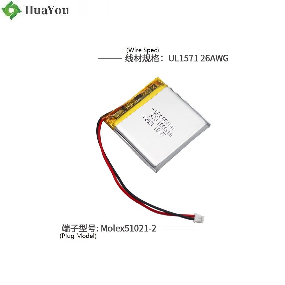 554141 3.7V 1000mAh Li-polymer Battery