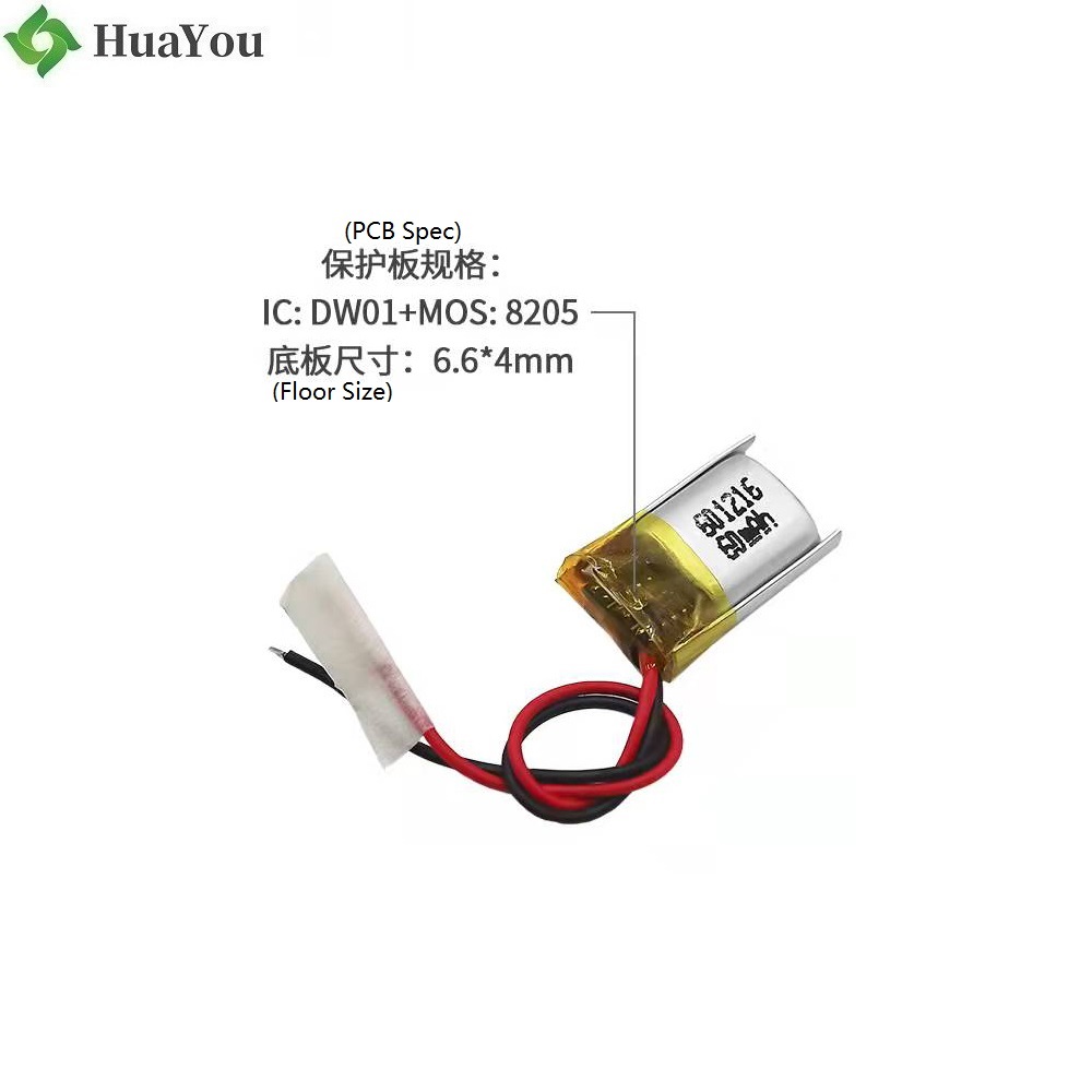 601216 3.7V 60mAh Mini Li-polymer Battery
