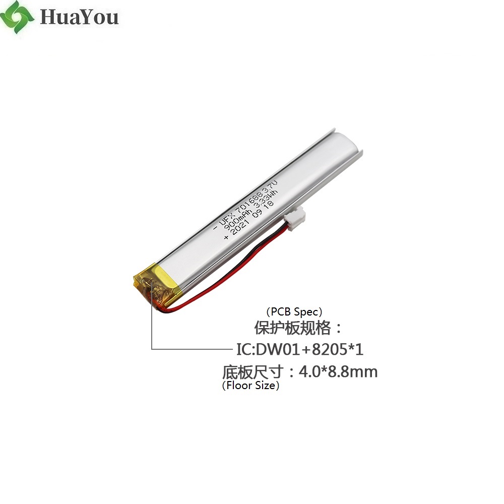 China Lithium Cell Manufacturer Customized 900mAh Battery