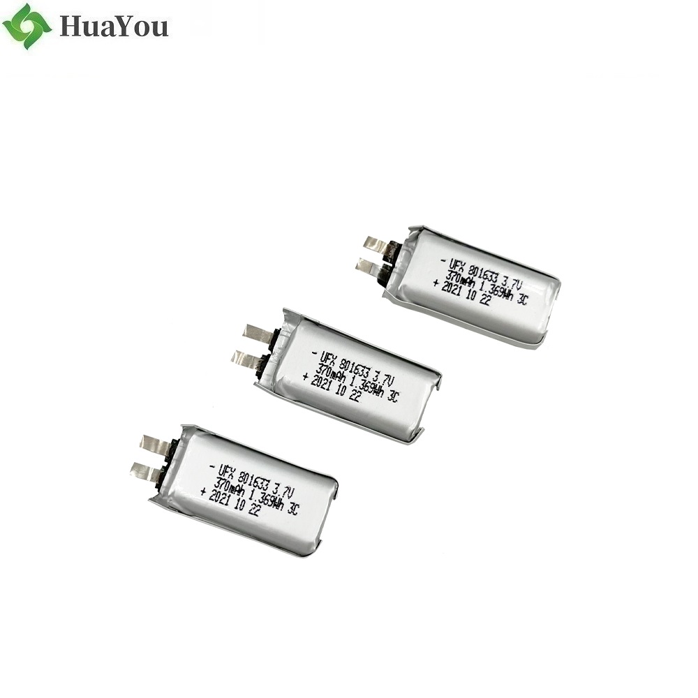 801633 3.7V 3C Discharge 370mAh Li-ion Polymer Cell