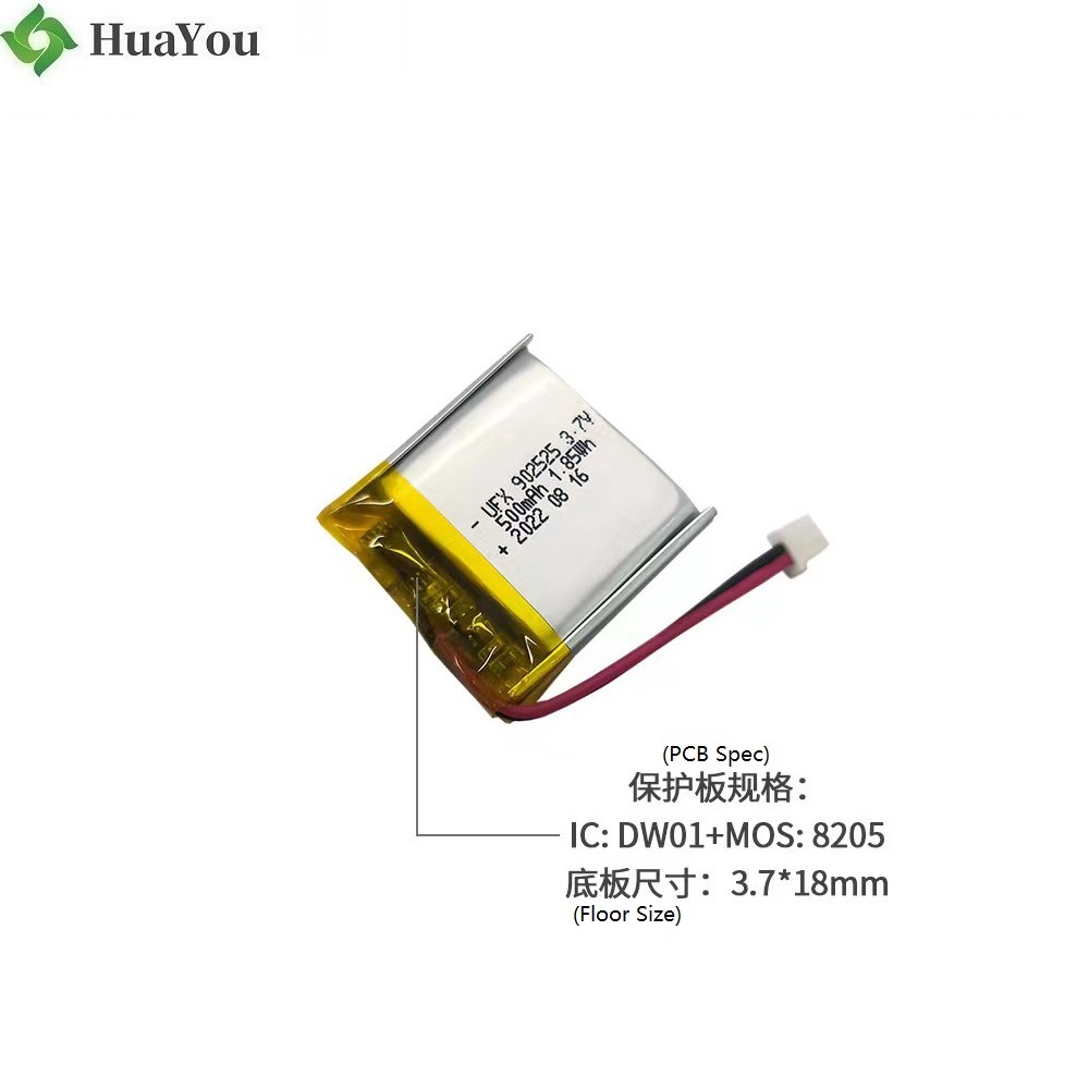 902525 3.7V 500mAh Rechargeable Battery